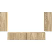 vidaXL Ensemble d'étagères murales pour téléviseur, à fixer au mur, 4 pièces, bois composite chêne Sonoma