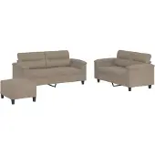 vidaXL Ensemble de canapés 3 pièces avec coussins Taupe microfibre tissée