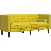 vidaXL Ensemble de 3 canapés Chesterfield avec traversins Jaune velours