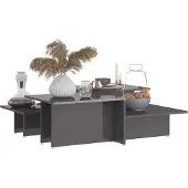 vidaXL Tables basses 2 pcs. Gris brillant 111,5x50x33 cm Bois composite