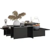 vidaXL Tables basses 2pcs noir brillant 111,5x50x33cm bois composite