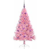 vidaXL Sapin de Noël artificiel pré-éclairé Rose 150 cm PVC