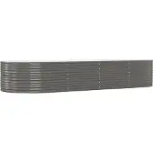 vidaXL Lit surélevé Gris 367x140x68 cm Acier revêtu par poudre
