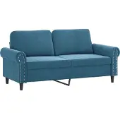 vidaXL Canapé 2 places bleu 140 cm velours