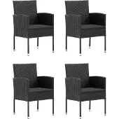 vidaXL Ensemble de jardin 5 pièces Poly rotin noir