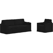 vidaXL Canapé 2 pcs Noir Mét¿¿