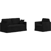 vidaXL Ensemble de canapés, 2 pièces, noir, en velours