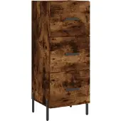 vidaXL Highboard chêne fumé 34,5x34x180 cm bois composite