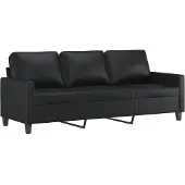 vidaXL Ensemble de canapés 3 pièces avec coussins Noir Similicuir