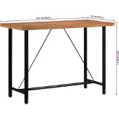 vidaXL Table de bar 150x70x107 cm bois massif acacia et fer