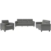 vidaXL Ensemble de canapés 3 pièces avec coussins gris foncé Tissu microfibre