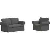 vidaXL Ensemble de canapés, 2 pièces, gris foncé, revêtement en tissu