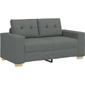vidaXL Ensemble de canapé 2 pièces avec coussins, tissu gris foncé