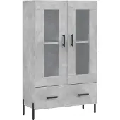 vidaXL Highboard gris béton 69,5x31x115 cm Bois composite