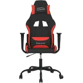 vidaXL Chaise de jeu avec fonction de massage Noir et rouge Tissu