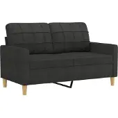 vidaXL Ensemble de canapés 4 pièces avec coussins Tissu noir
