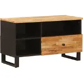 vidaXL Meuble TV avec étagère, marron, 80 x 33 x 46 cm, bois massif de manguier