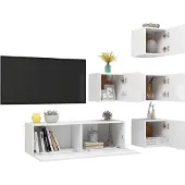 vidaXL Ensemble de 5 meubles TV blanc en bois composite
