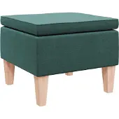 vidaXL Tabouret avec pieds en bois Vert foncé Tissu