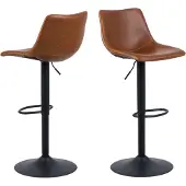 Ebuy24 Oregon Tabouret de bar avec pied de trompette, surpiqûres contrastées beige, marron, noir.