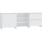 vidaXL Sideboard 3 pcs. blanc bois composite