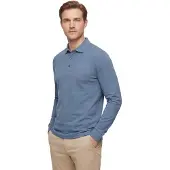 HUGO BOSS Polo à manches longues en coton interlock avec logo