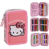 Cerdá Porte-plume rempli Hello Kitty - Trousse d'école & pot à crayons avec accessoires pour enfants