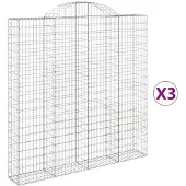 vidaXL Gabions avec arc surélevé 3 pcs. 200x30x200/220cm Fer galvanisé