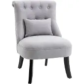 HOMCOM Fauteuil relax avec coussin de dossier, fauteuil, fauteuil TV, pieds surélevés, lin, gris, 52,5 x 69 x 77 cm