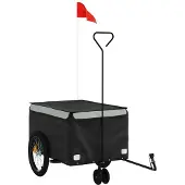 vidaXL Remorque vélo noir et gris 30 kg de fer