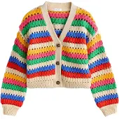 Next Cardigan crème / bleu marine / jaune foncé / sapin