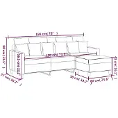 vidaXL Canapé 3 places avec pouf bleu 180 cm velours