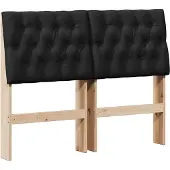 vidaXL Tête de lit rembourrée noire 120 cm Pin massif