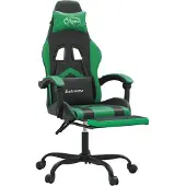 vidaXL Chaise de jeu avec repose-pieds Noir et vert Similicuir