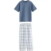 Next Pyjama saphir / bleu-gris / bleu clair / blanc cassé