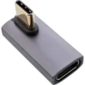 InLine Adaptateur USB4, USB-C prise/prise femelle verticale coudé à droite/gauche, gris