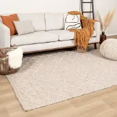Studio Clarice Tapis en laine tressée | Knit Beige | 140x200cm | Crème | Rectangulaire | Tapis