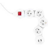 Allteq Bloc multiprises - quadruple - USB -