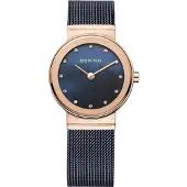 Bering Classic Montre dame bleu foncé/or rose 10126-367