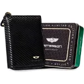 Peterson Portefeuille compact à fermeture éclair en carbone pour hommes -