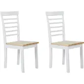 Beliani Lot de 2 chaises de salle à manger en bois clair et caoutchouc blanc, sans accoudoirs, style rustique, cuisine et salle à manger
