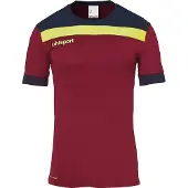 Uhlsport Offense 23 Maillot manches courtes enfants - Bordeaux / Marine / Jaune fluo