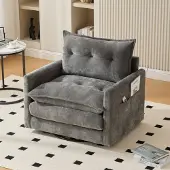 OKWISH Fauteuil Pivotant 360° - Avec Coussins Tissu Chenille Gris