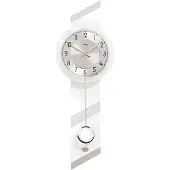 AMS 7414 Horloge murale à quartz avec pendule blanc avec aluminium et verre Horloge à pendule