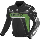 Berik Blouson en cuir Absolute Race, noir/vert/anthracite, 50