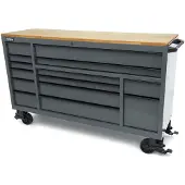 HBM Chariot à outils, 14 tiroirs, 182 cm, gris