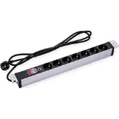 Value 48,30cm (19") 1U bloc multiprise 7x protection contre les surcharges 1.8m câble d'alimentation - bloc multiprise - 1,8 m - module rack (19.99.1633)