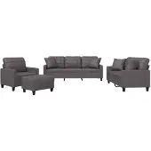 vidaXL Ensemble de canapés 4 pièces avec coussins Gris Similicuir