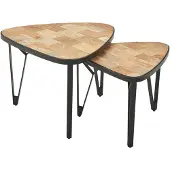 Wohnling Set de 2 tables gigognes triangulaires en manguier / acacia |