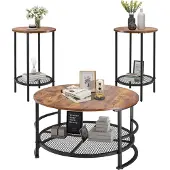 Vevor Lot de 3 Tables de Salon Rondes